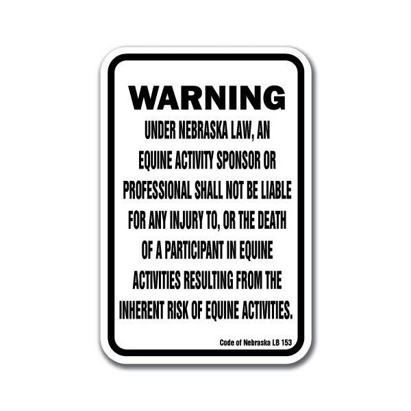 Safety Sign, 18 in Height, Aluminum, 12 in Length, Equine - Nebraska